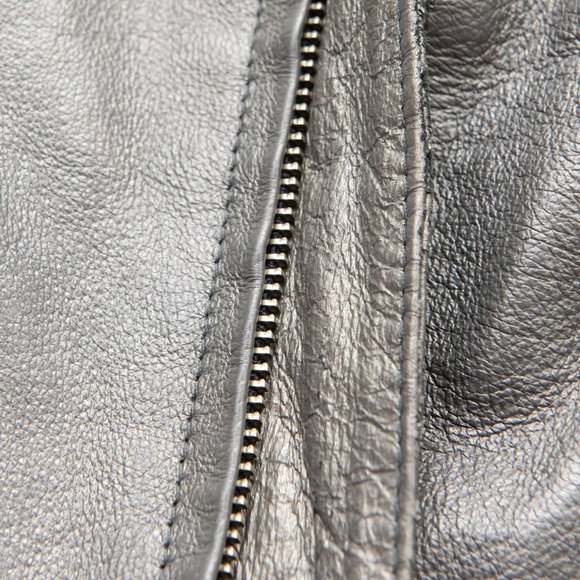 Harley Davidson Genuine Leather Jacket Motorcycle Biker Grey Silver Size Small - Picture 11 of 12